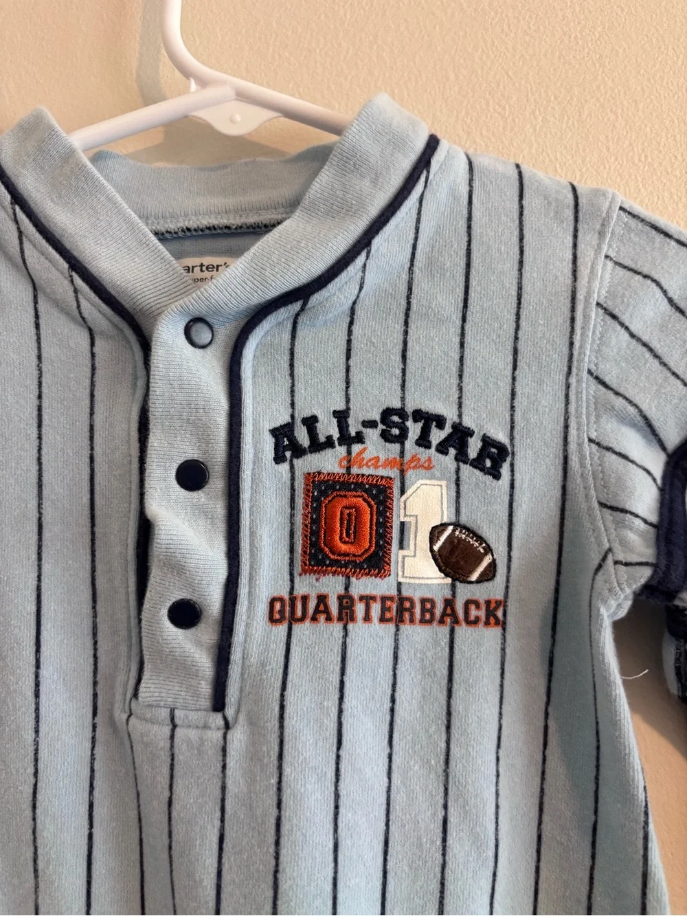 Vintage Carter's Light Blue All-Star Quarterback One-Piece